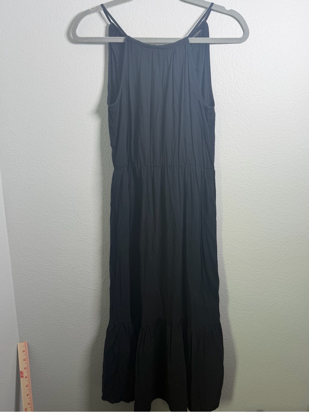 Banana Republic Black Halter Tiered Maxi Midi Dress Tie Back Size S